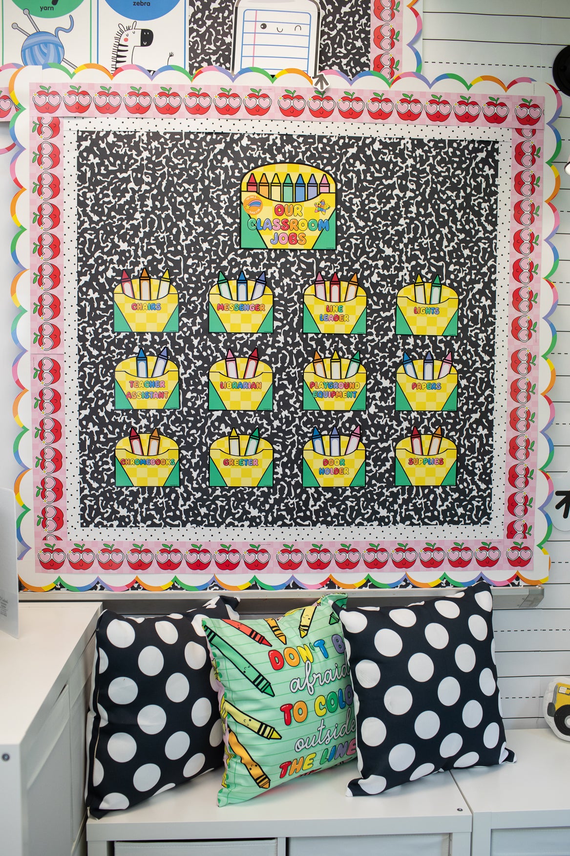 Printable Bright Rainbow Classroom Jobs Bulletin Board Set | School Days