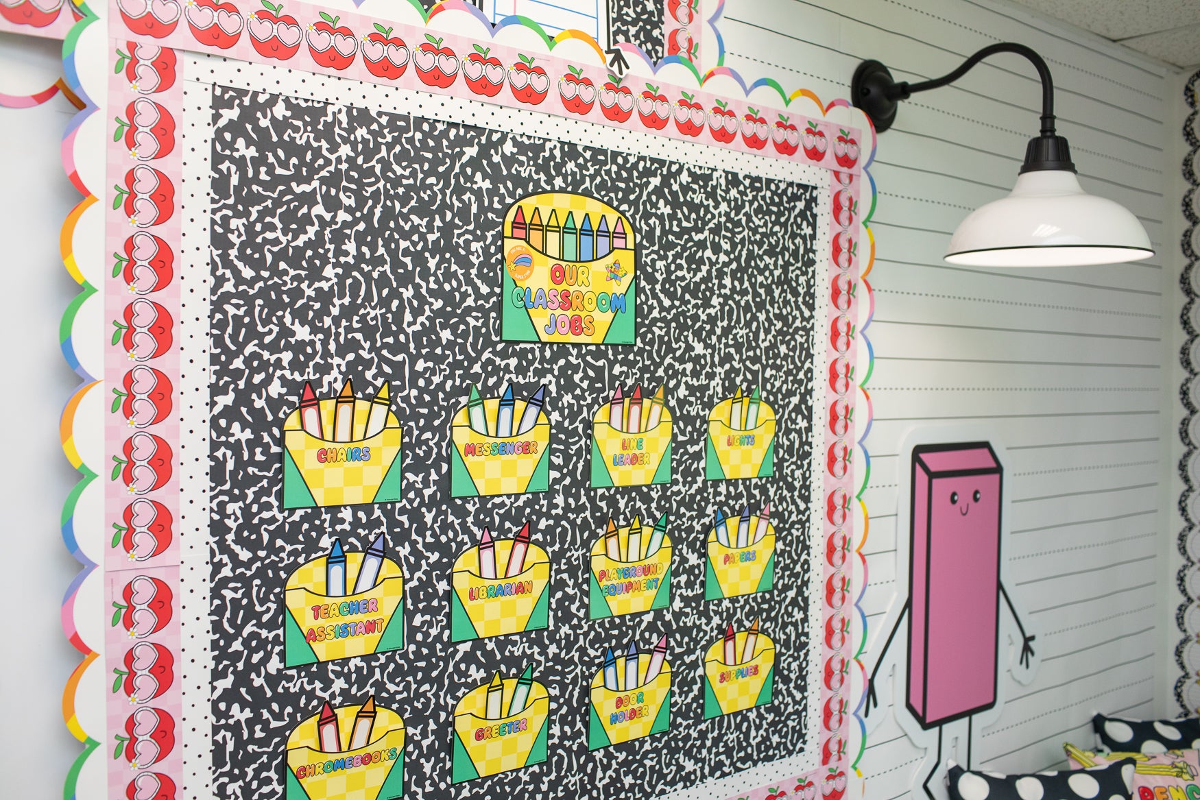 Printable Bright Rainbow Classroom Jobs Bulletin Board Set | School Days