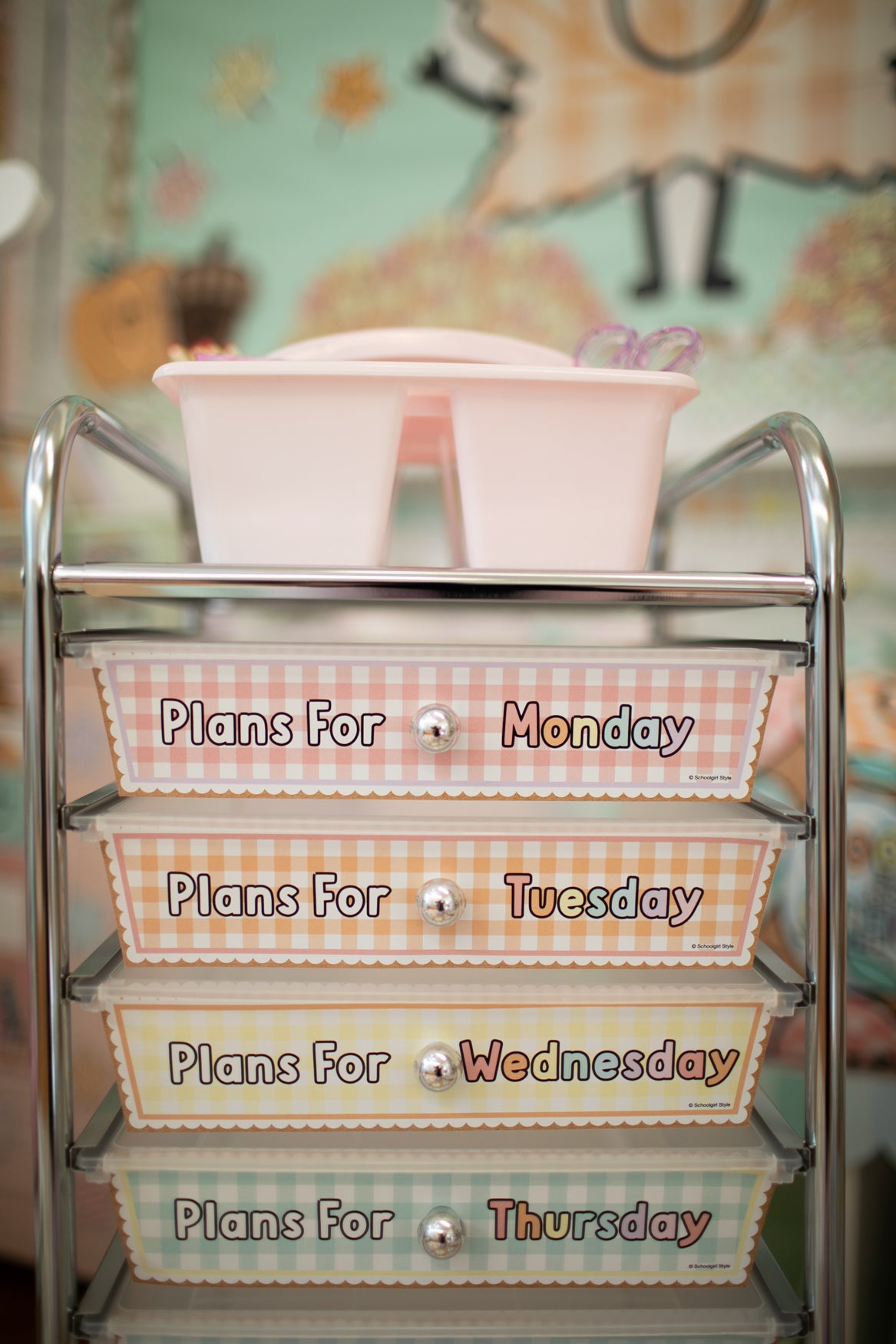 Printable Gingham Editable 10 Drawer Cart Labels | A Year In Pastel