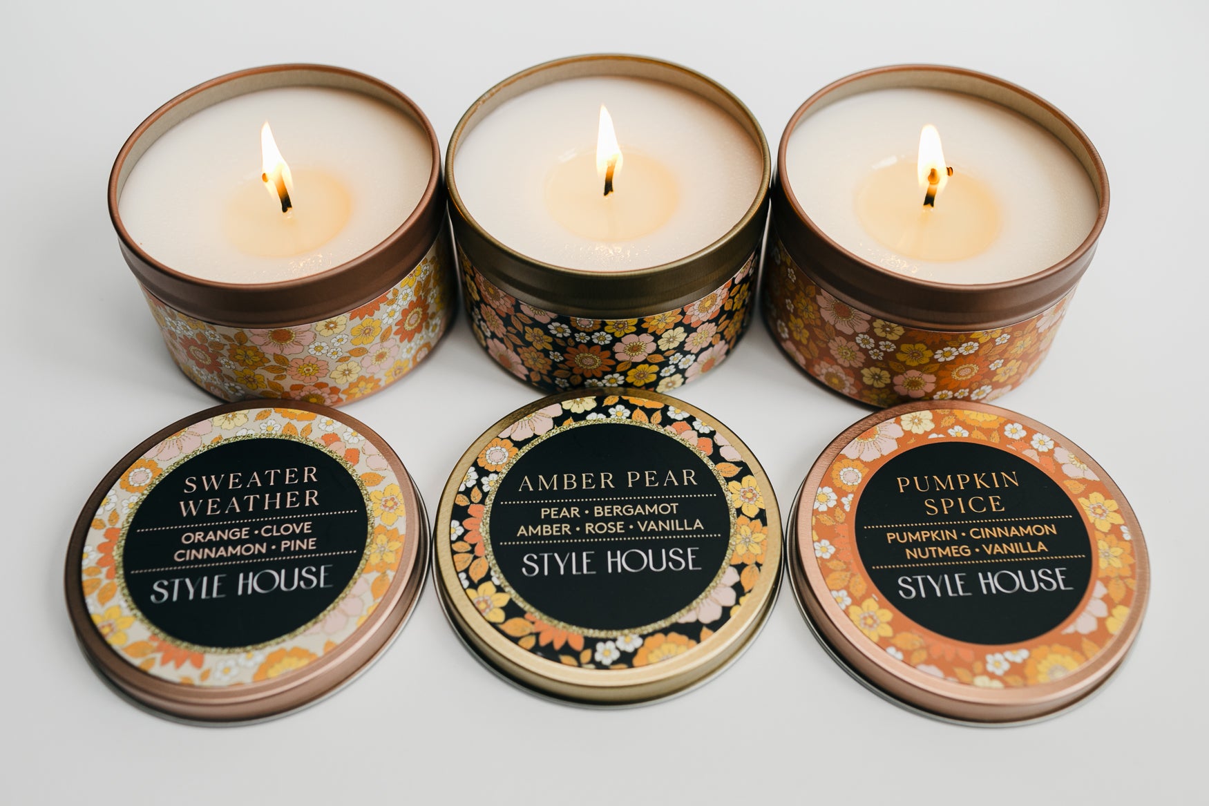 Pumpkin Spice Candle | 6oz Rose Gold Candle Tin  | StyleHouse Design Studio