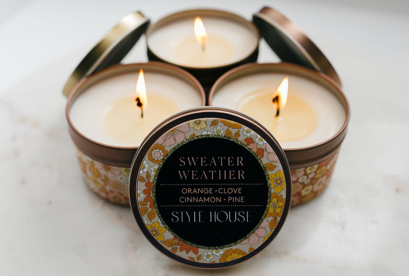 Sweater Weather Candle | 6oz Rose Gold Candle Tin
