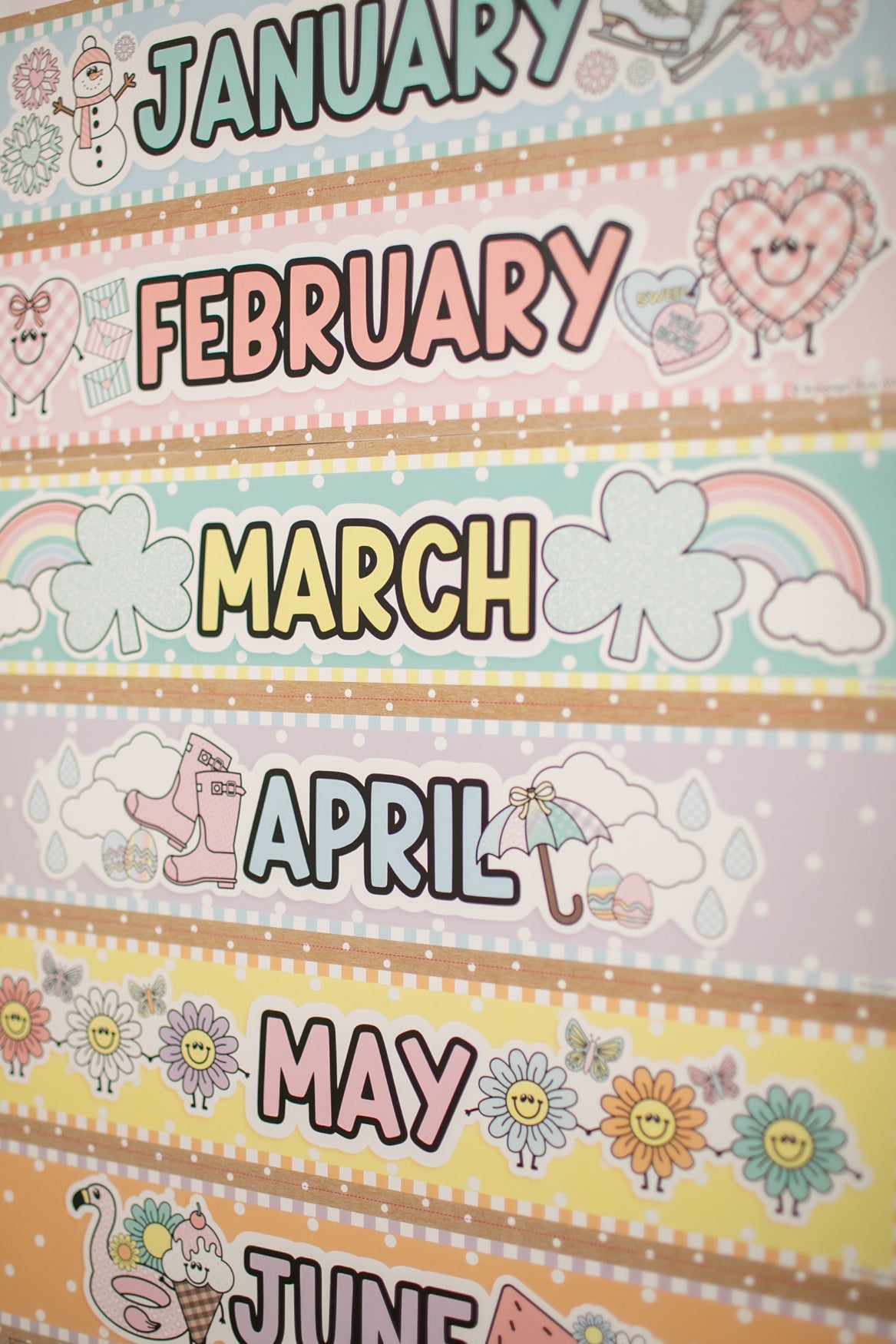 Calendar Bulletin Board Set | A Year In Pastel