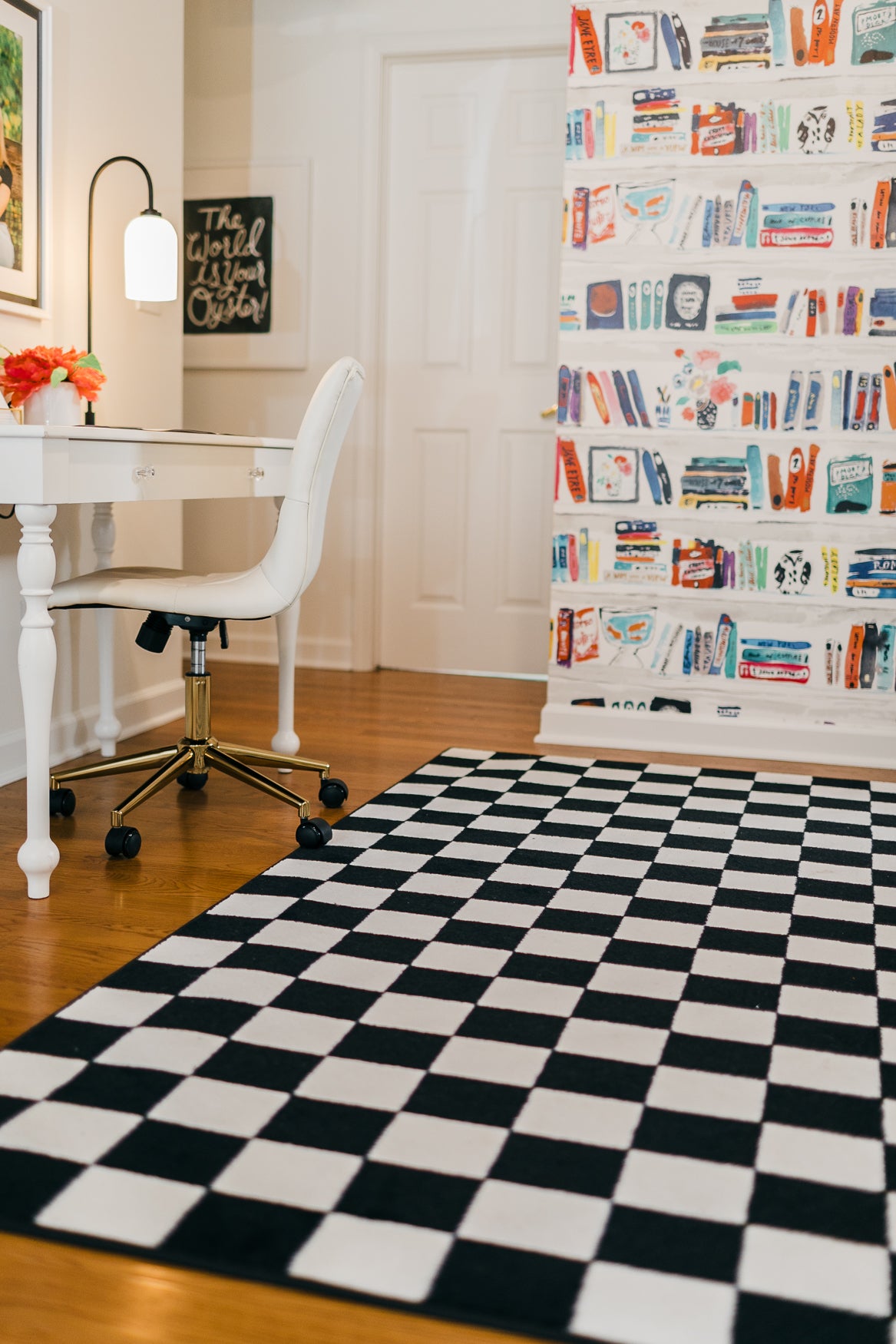 Black and White Checkerboard Rug | Neutral Classroom Rug | Retro Hopscotch | Schoolgirl Style