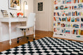 Load image into Gallery viewer, Black and White Checkerboard Rug | Neutral Classroom Rug | Retro Hopscotch | Schoolgirl Style
