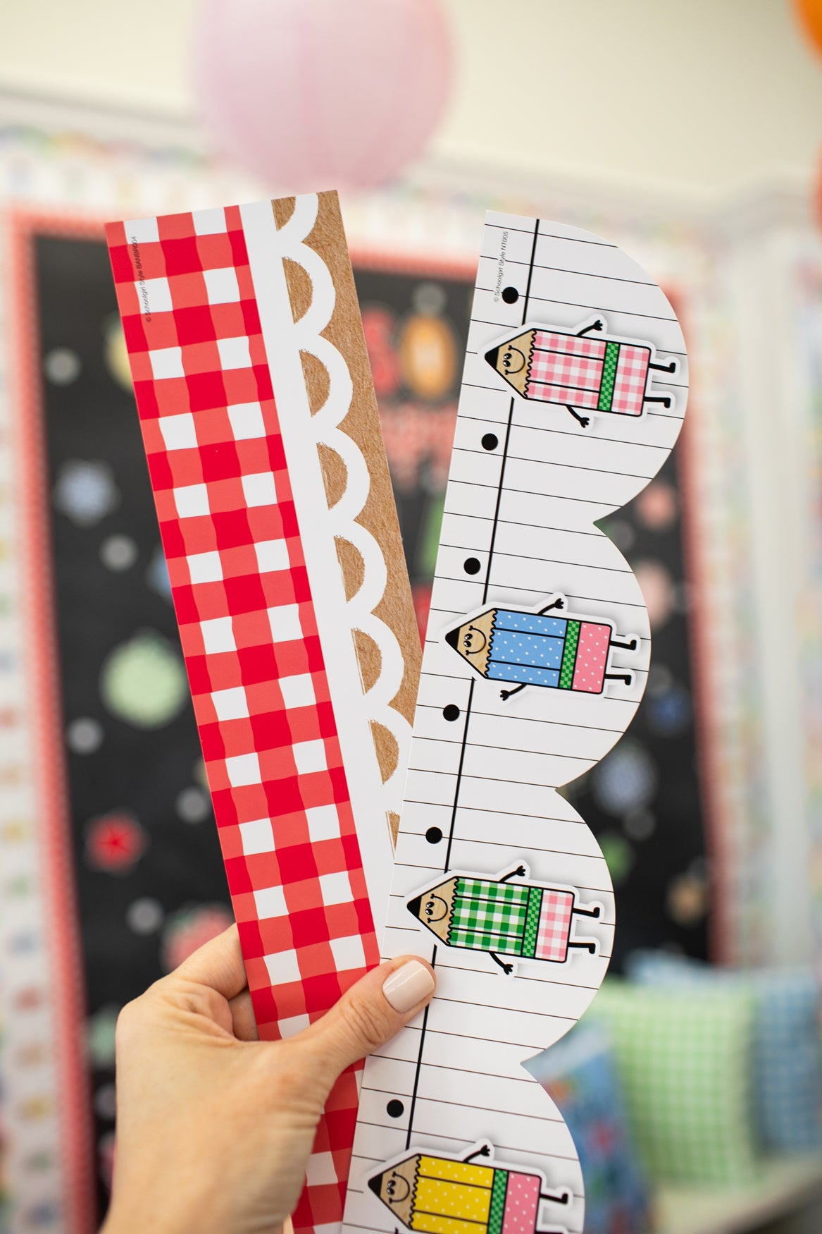 Apple Orchard Gingham Bulletin Board Border | Banner Bar