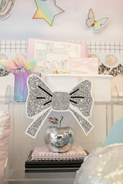 Silver Glitter Bow | Classroom Cut Outs | Shimmer Pop | Schoolgirl Sty ...