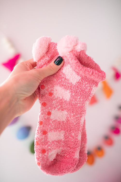 Pink Rose Plush Socks │ Christmas| Clothing │ Schoolgirl Style