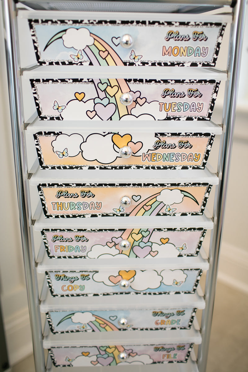 pastel editable and printable classroom cart organization labels