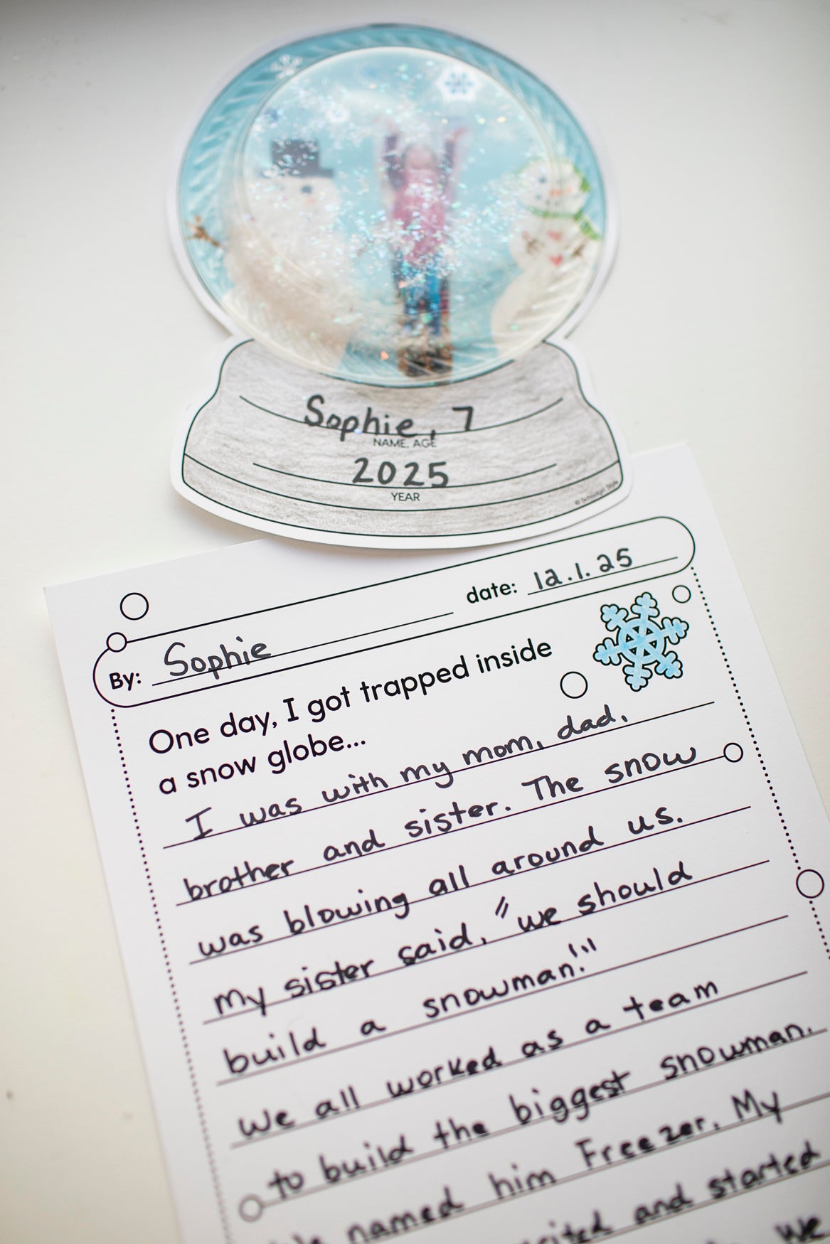 Printable December "Trapped In A Snow Globe" Snow Globe Keepsake Craftivity