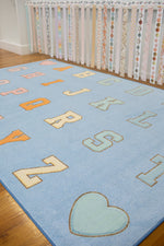 Sky Blue Rug with ABC | Sit Spot Rug | Seating Rug | Rainbow Classroom Rug | Pastel Classroom Rug | Schoolgirl Style