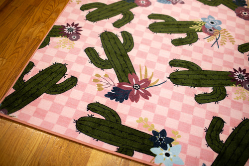 Cactus Patterns on Light Pink | Classroom Rugs | Schoolgirl Style