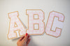 Pink gingham classroom bulletin board letters