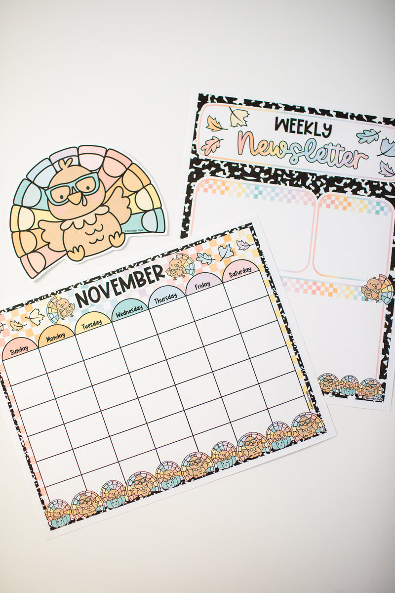 Thanksgiving newsletter and calendar sheet