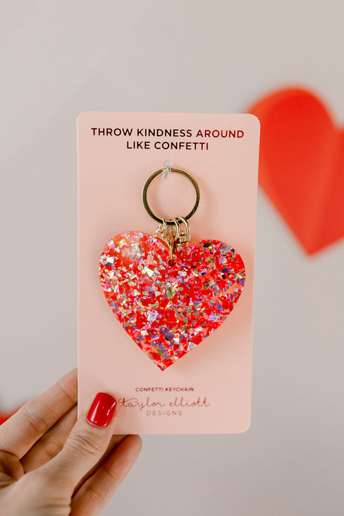 heart confetti keychain 