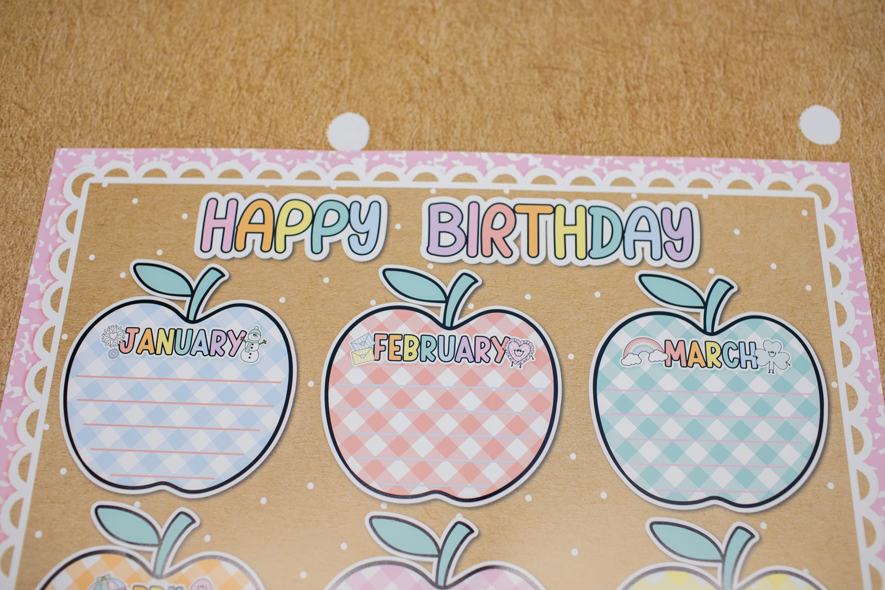 Gingham Apples Birthday Chart | A Year In Pastel
