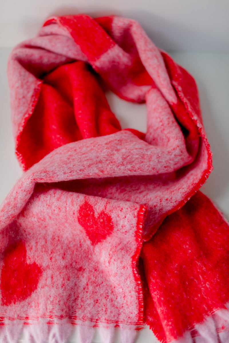 pink and red heart scarf
