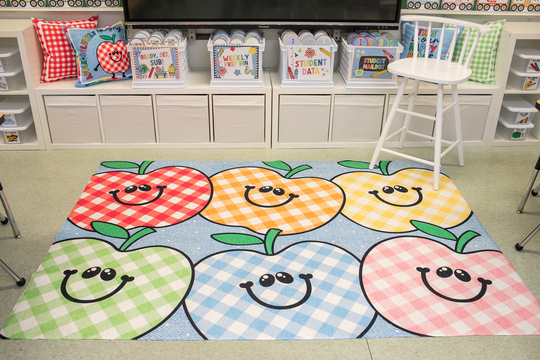 Stacked Rainbow Apples Classroom Mat by Schoolgirl Style