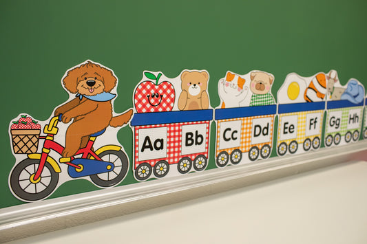 Printable Retro Cursive Alphabet Wagon | 90s Teacher