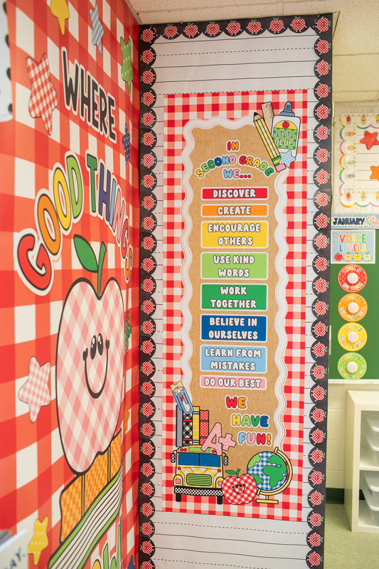 Second Grade Rainbow Walgreens Ready Kraft Style Vertical Banner | 90s Teacher