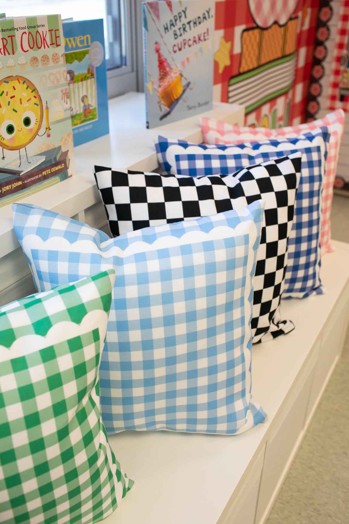 Light Blue Gingham Classroom Pillow Cover | 90s Teacher