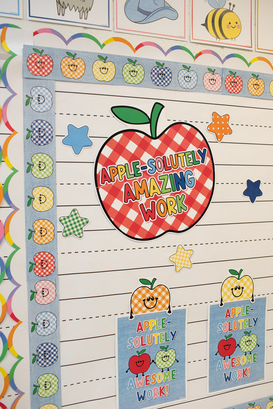 Printable Retro Apple-solutely Amazing Work Bulletin Board Set | 90s Teacher