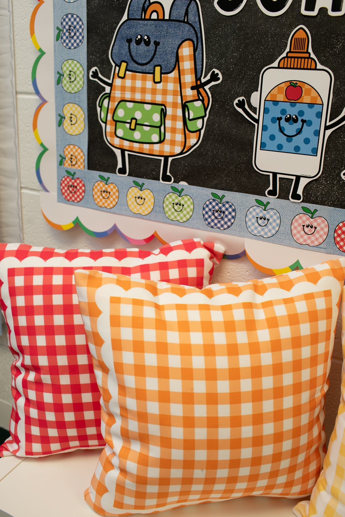 Orange Gingham Classroom Pillow Cover | 90s Teacher