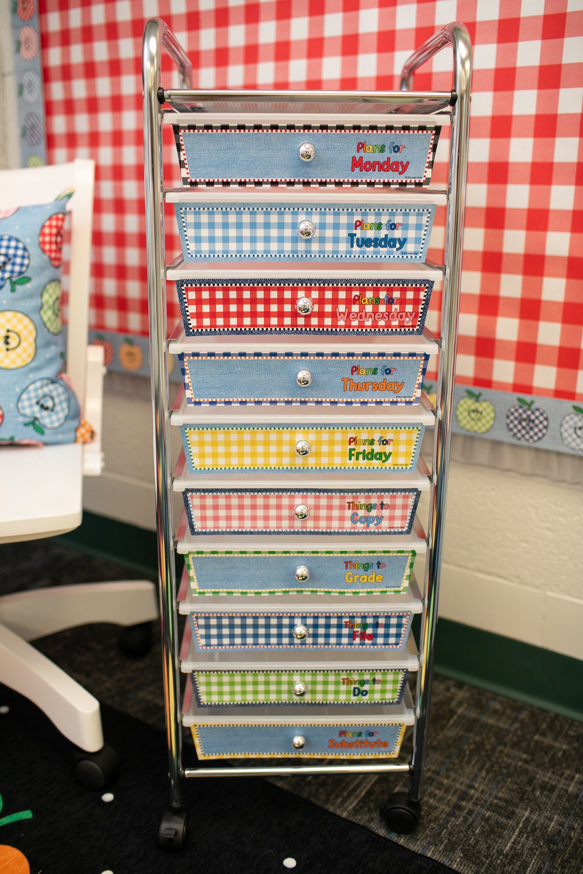 Printable Retro Editable 10-Drawer Cart Labels | 90s Teacher