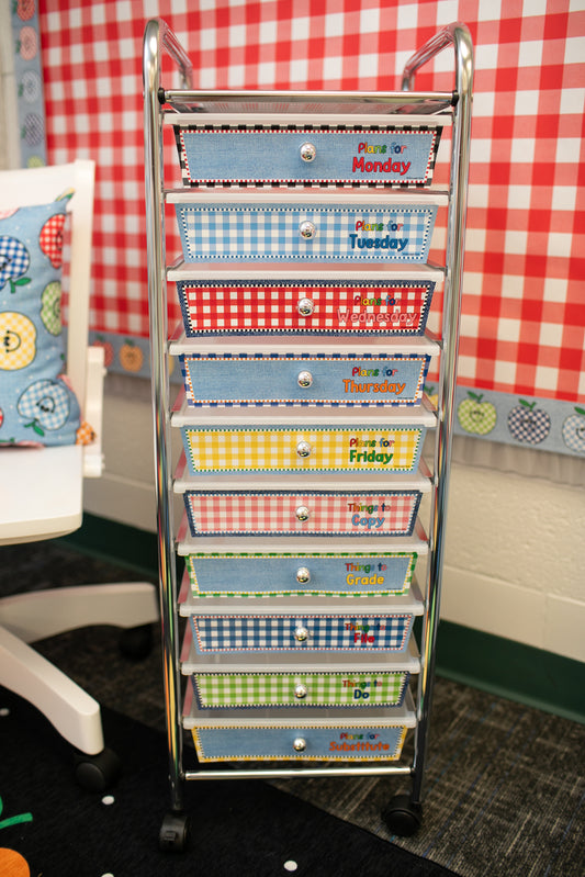 Printable Retro Editable 10-Drawer Cart Labels | 90s Teacher
