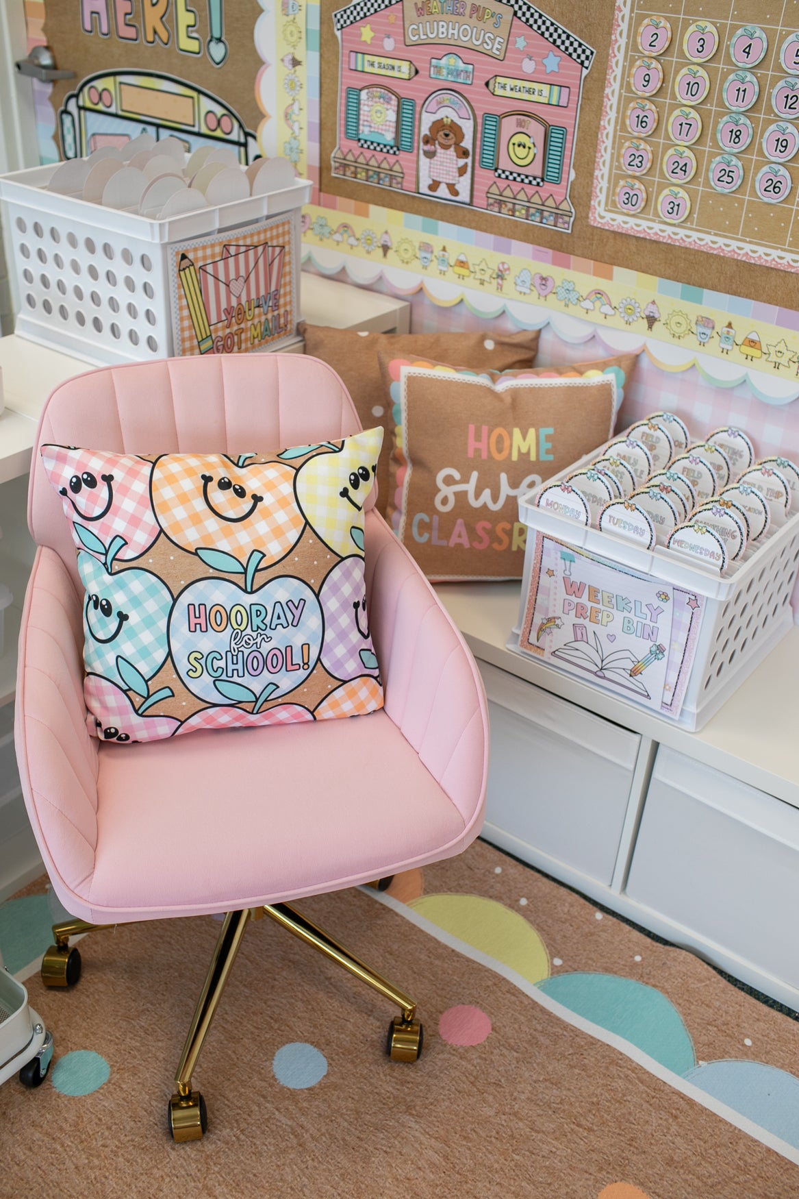 Kraft Paper Apple Checkerboard Classroom Pillow Cover | A Year in Pastel
