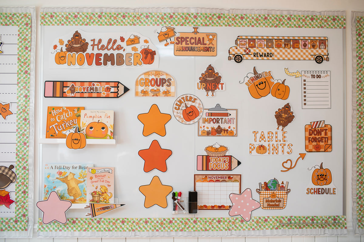 Printable Thanksgiving November Whiteboard Management System | 90s Teacher