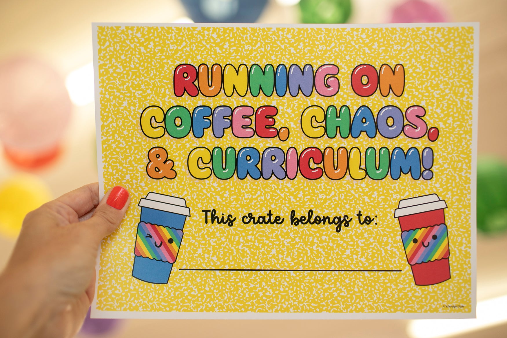 Printable Rainbow Editable Organized Teacher System Bin | School Days