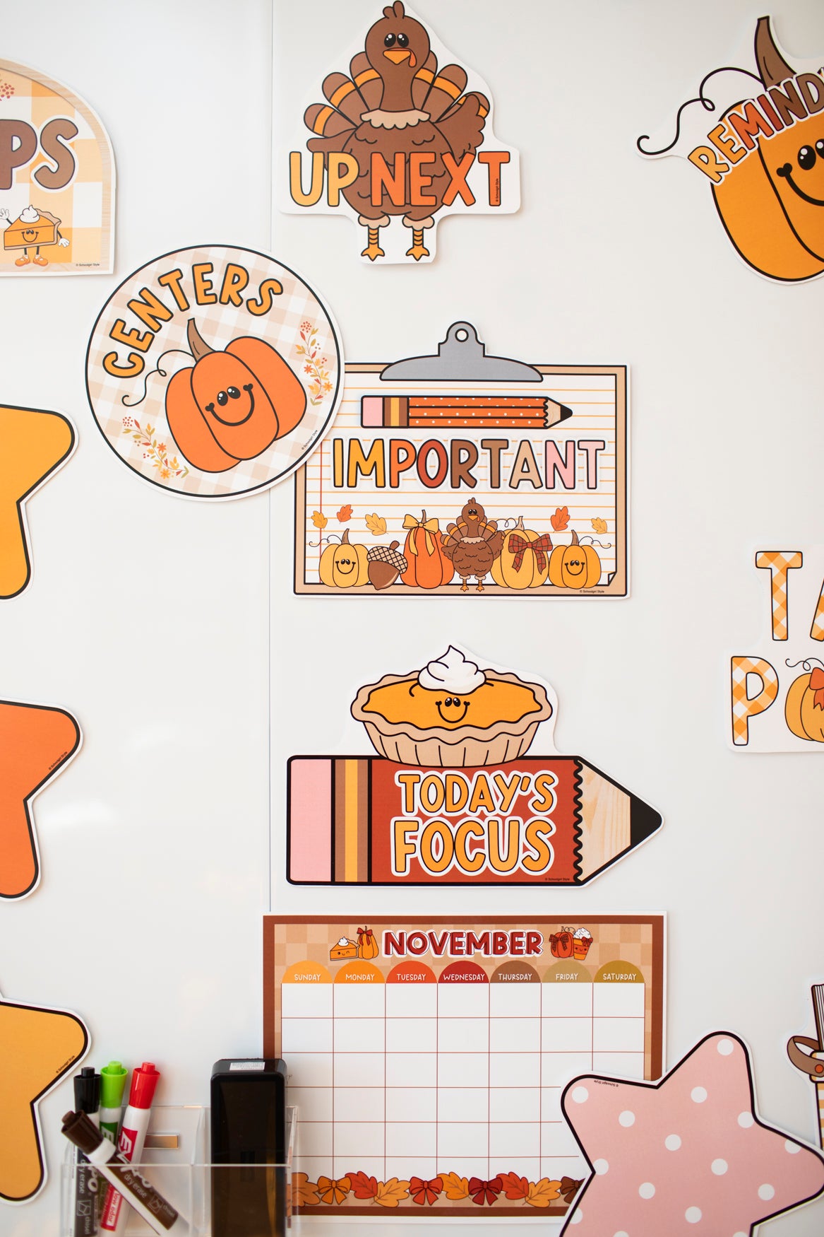 Printable Thanksgiving November Whiteboard Management System | 90s Teacher