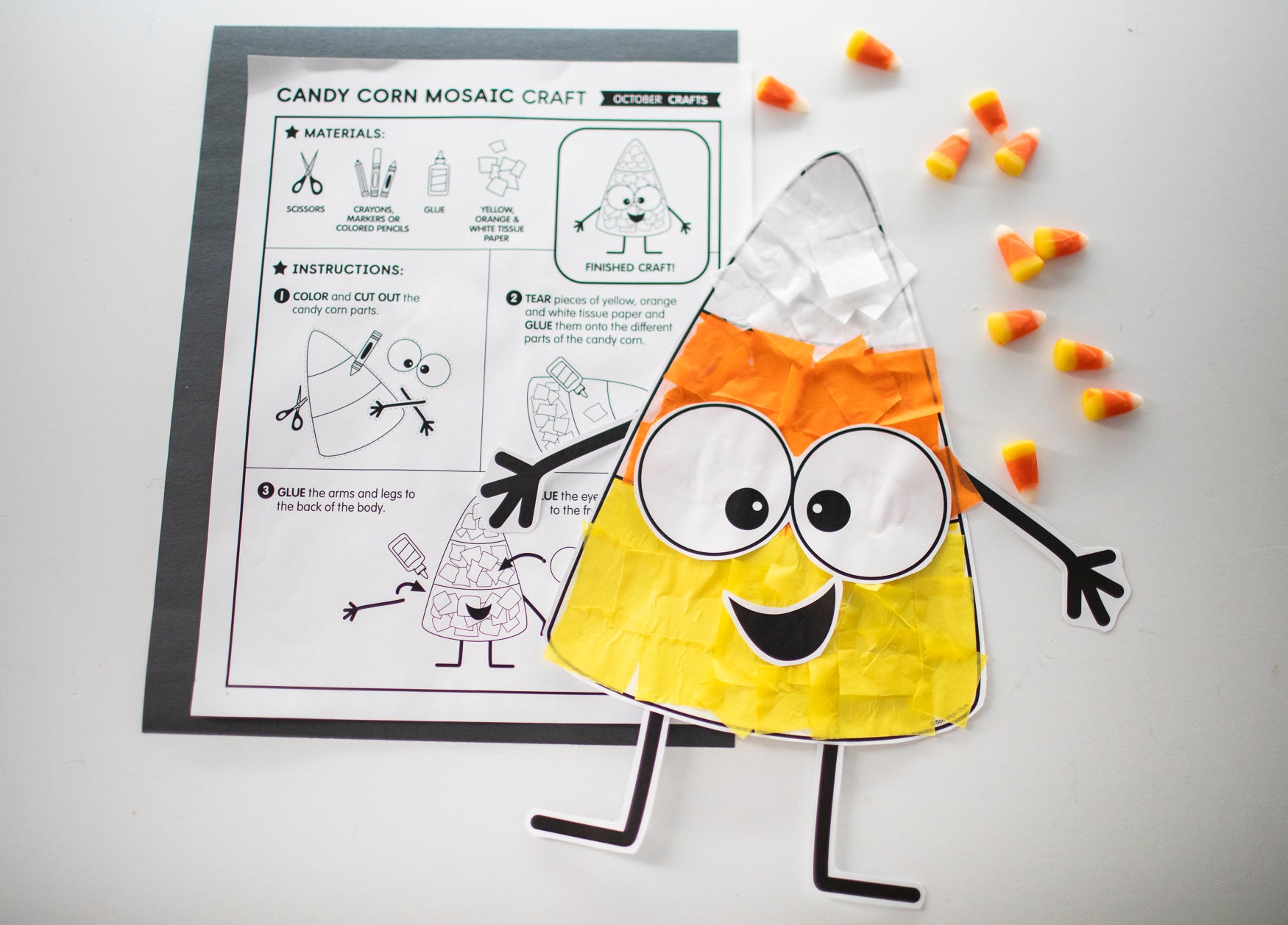 Printable Candy Corn Mosaic Craft