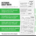 Load image into Gallery viewer, Printable First Grade October Daily Math Worksheets
