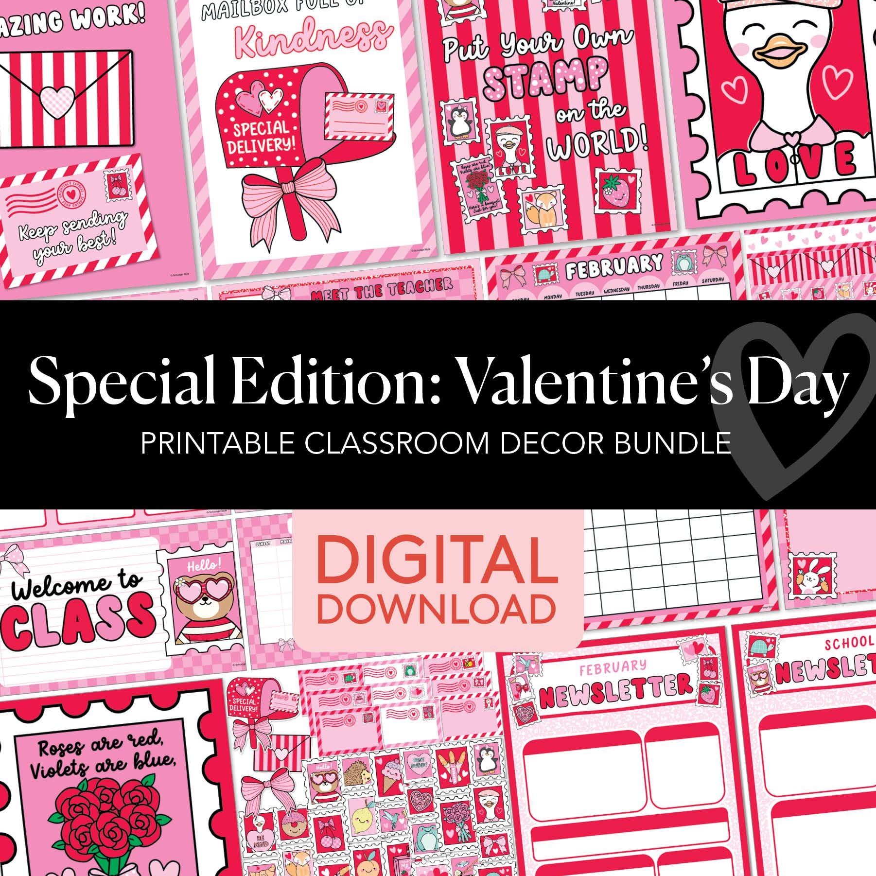 Printable Valentines Classroom Decor Bundle | Special Edition: Valentine's Day