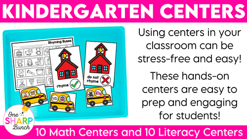 20 Back to School Math and Literacy Kindergarten Centers or Morning Work Tubs