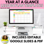 Digital Year At A Glance Editable Lesson Plan Templates