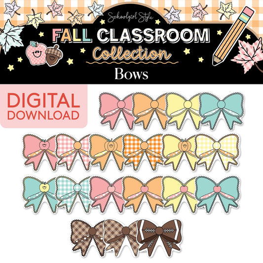 Printable Pastel Fall Bows Cutouts