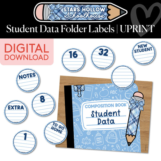 Printable Cozy Student Data Folder Labels | School in Stars Hollow