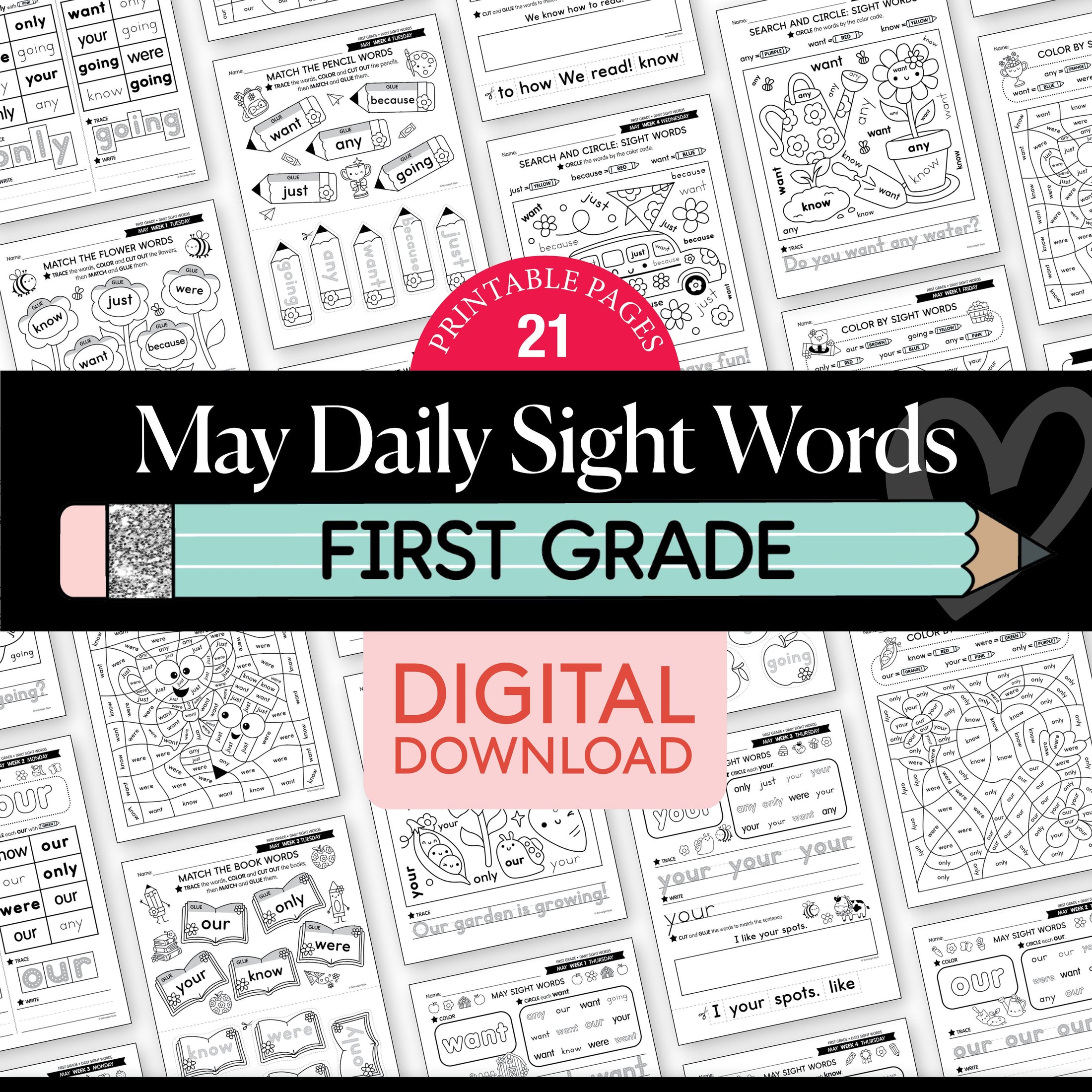 Printable First Grade May Daily Sight Words