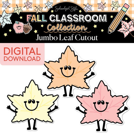Printable Pastel Fall Leaf Jumbo Cutouts