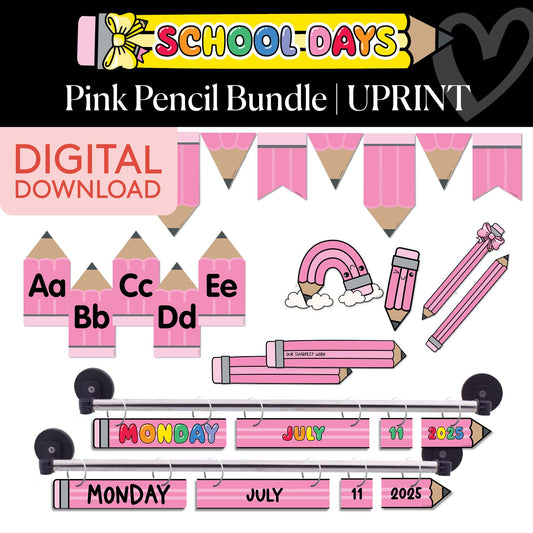 Printable Pink Pencil Bundle | School Days