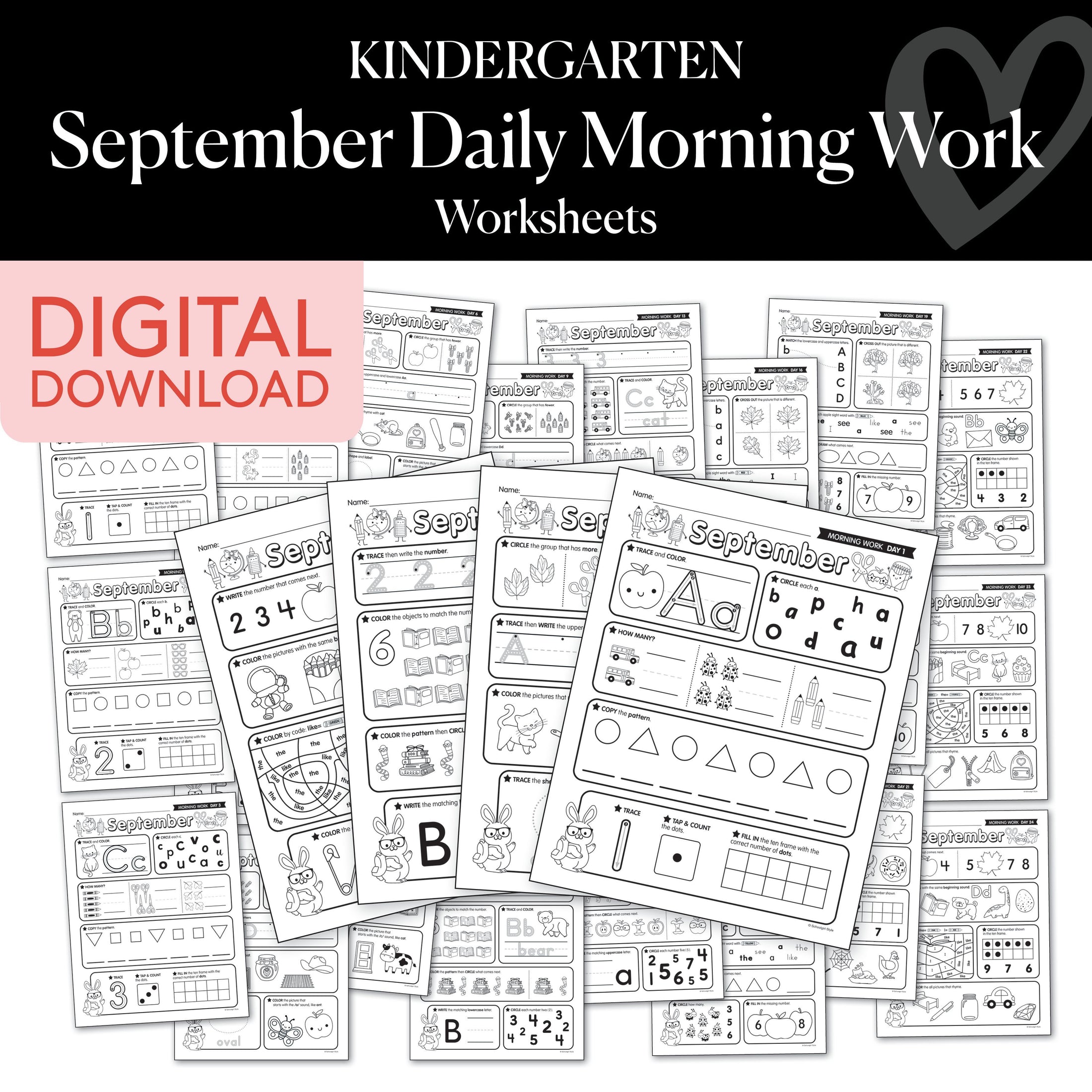 Kindergarten September Daily Morning Work