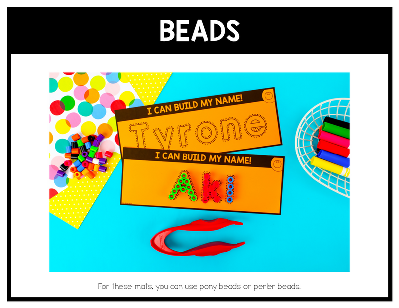 Editable Name Practice Fine Motor Name Activities Beads Name Mats for Preschool & Kindergarten