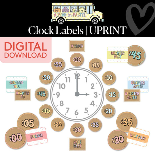 Printable Clock Labels | A Year In Pastel