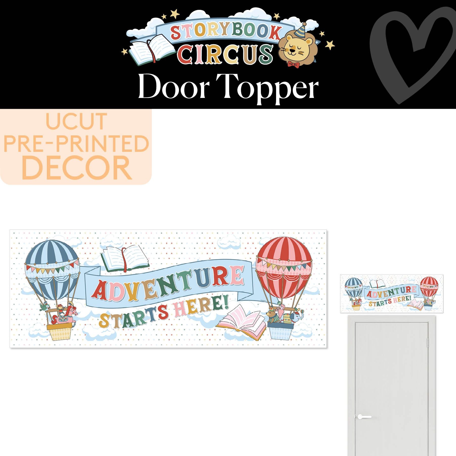 Adventure Starts Here Hot Air Balloons Door Topper | Storybook Circus