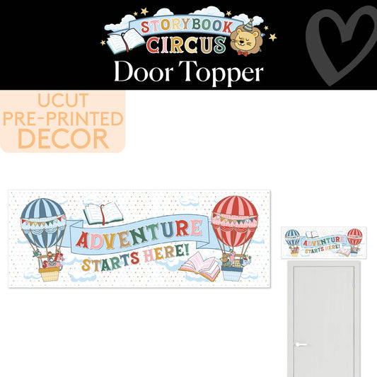 Adventure Starts Here Hot Air Balloons Door Topper | Storybook Circus