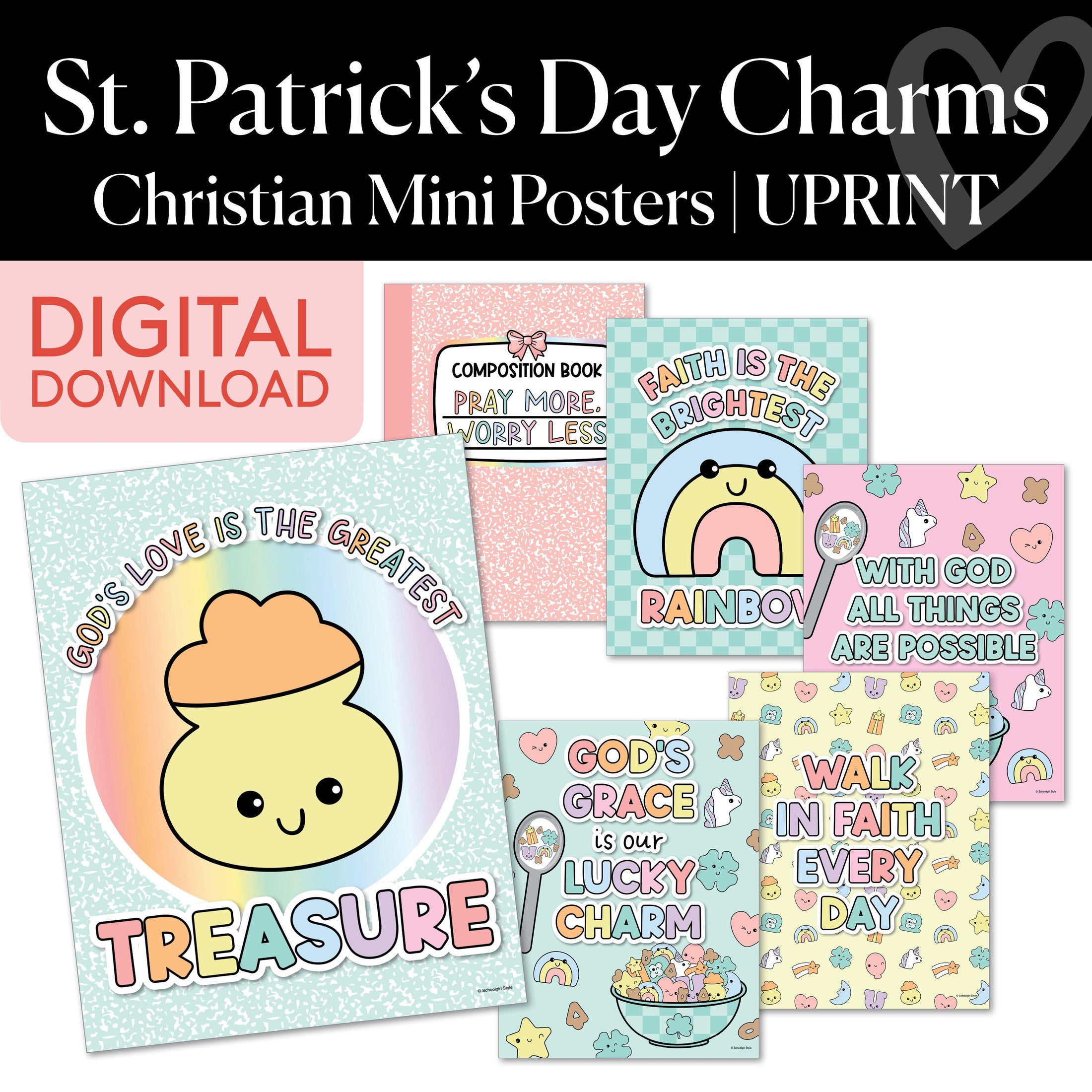 Printable March Christian Mini Posters | St. Patrick's Day Charms