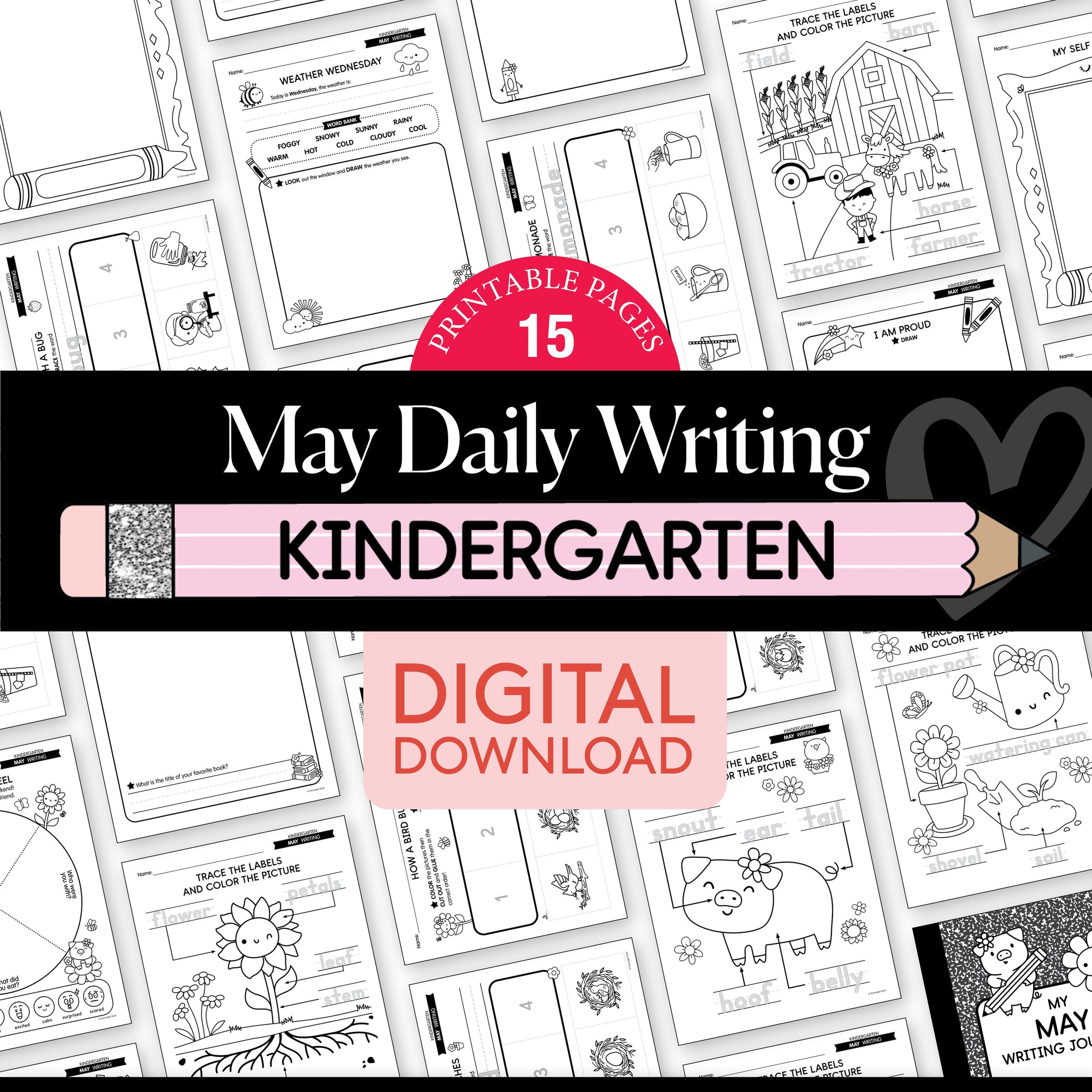 Printable Kindergarten May Daily Writing
