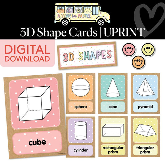 Printable 3D Shape Cards | A Year In Pastel